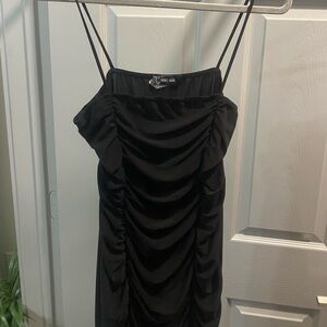 Black Ruched Dress with Straps